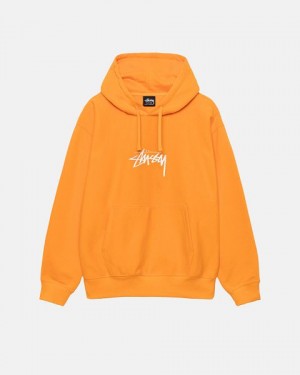 Orange / White Stussy Stock Logo Applique Hoodie | 0295ISFNA