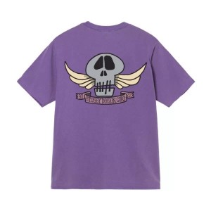 Purple Stussy Skull Wings Pigment Dyed T Shirts | 6340VADXN