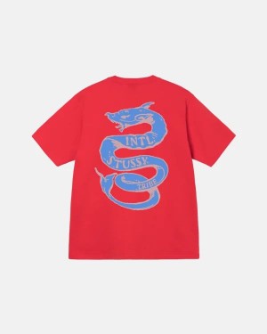 Red Stussy Serpent T Shirts | 6259SIHJO