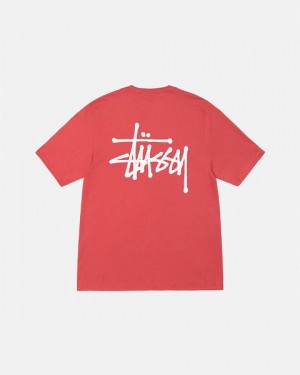 Red / White Stussy Basic T Shirts | 7605IDNSP