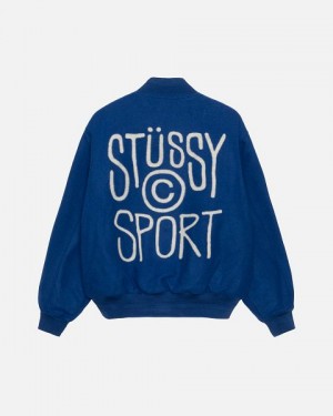 Royal Stussy Sport Melton Varsity Jackets | 1352KPTLC