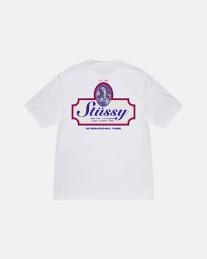 White Stussy Authentic T Shirts | 6875KGLIF