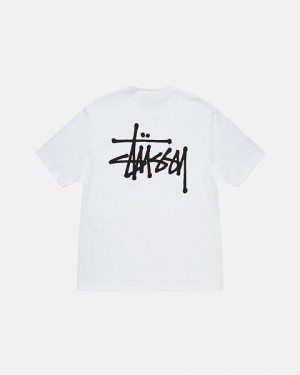 White Stussy Basic T Shirts | 7105QTSCK