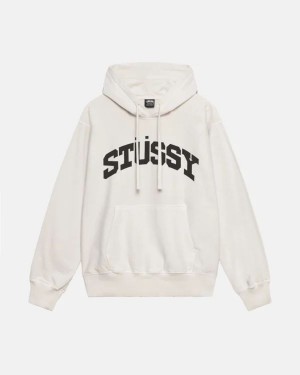 White Stussy Block Sport Pigment Dyed Hoodie | 0973HQVER