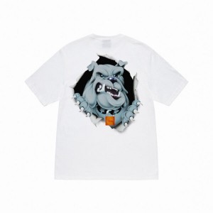 White Stussy Bulldog Ripper T Shirts | 0219FGDUQ