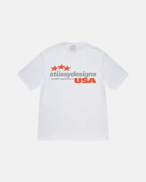 White Stussy Designs Usa T Shirts | 5140LPGRT