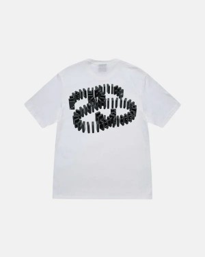 White Stussy Dominoes T Shirts | 2981QOCAY