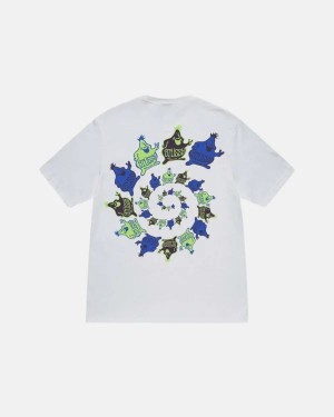 White Stussy Mr. Blob Spiral T Shirts | 8354ALWKQ