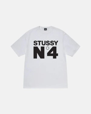 White Stussy No.4 T Shirts | 5371YGSEJ