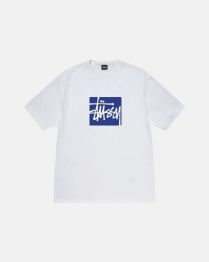 White Stussy Stock Box T Shirts | 3521QXCMZ