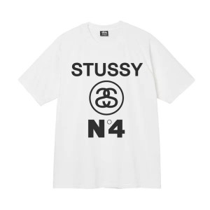 White / Black Stussy No.4 Pigment Dyed T Shirts | 6804FESQI