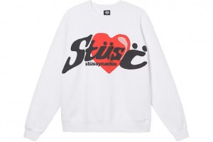 White / Black / Red Stussy X Cpfm Heart Crewneck Sweatshirts | 4876MSWYL