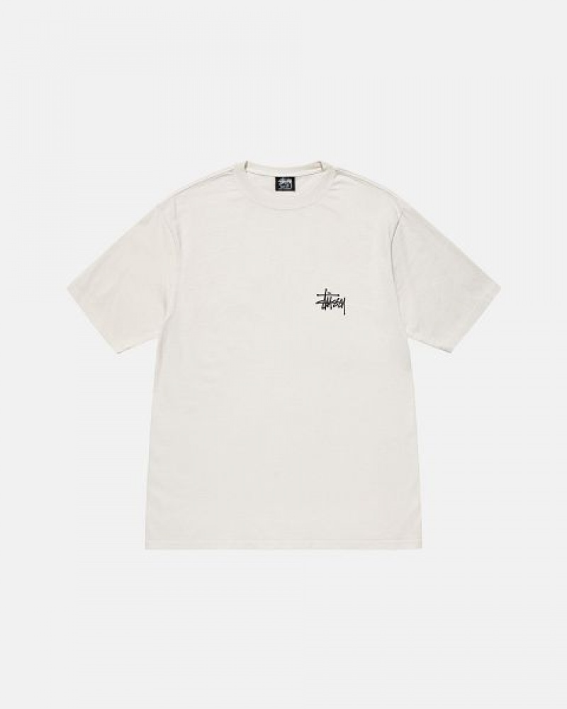 Beige Stussy Basic Pigment Dyed T Shirts | 0945PQUMS