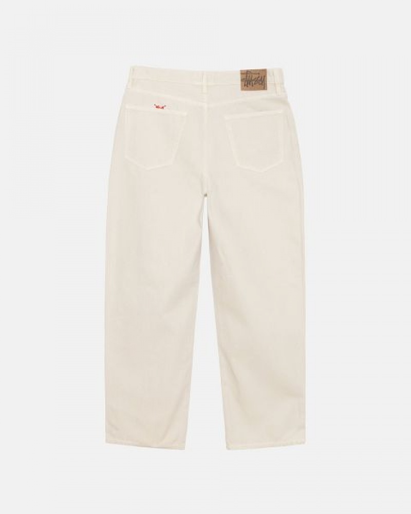 Beige Stussy Big Ol' Washed Canvas Jeans | 7169EHURO