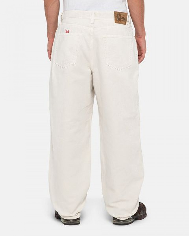 Beige Stussy Big Ol' Washed Canvas Jeans | 7169EHURO