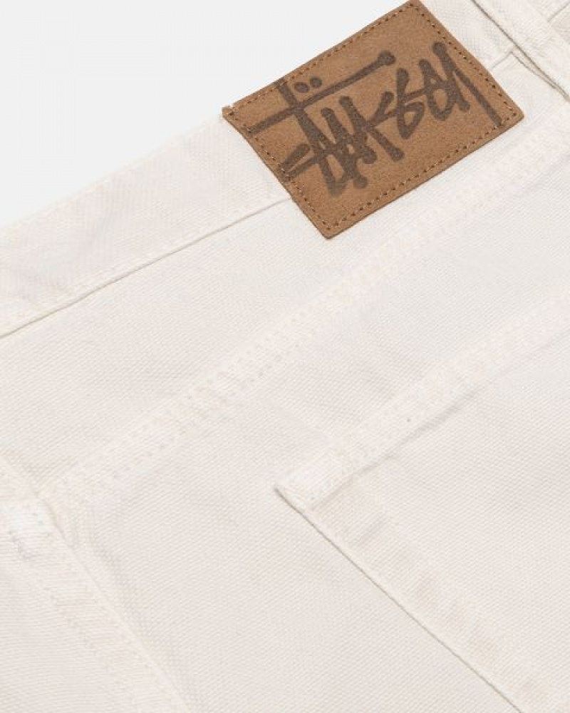 Beige Stussy Big Ol' Washed Canvas Jeans | 7169EHURO