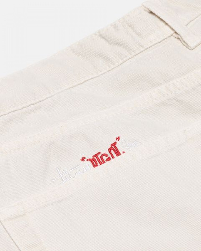 Beige Stussy Big Ol' Washed Canvas Jeans | 7169EHURO