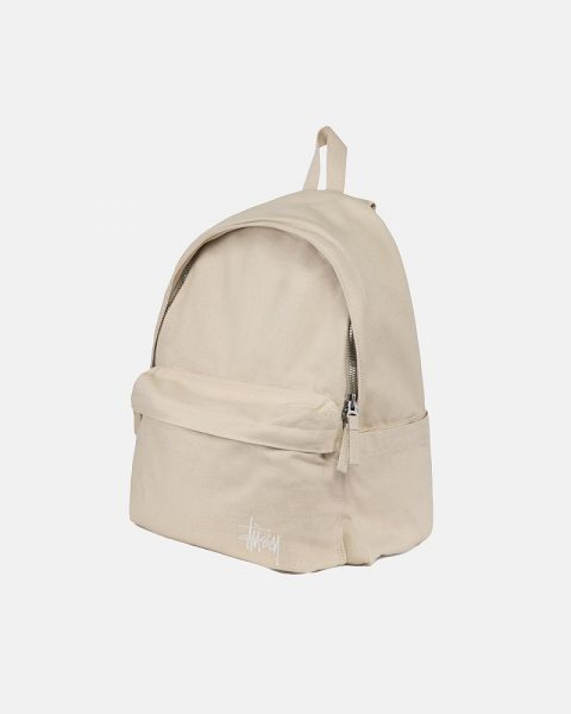 Beige Stussy Canvas Backpacks | 0368IWOEU