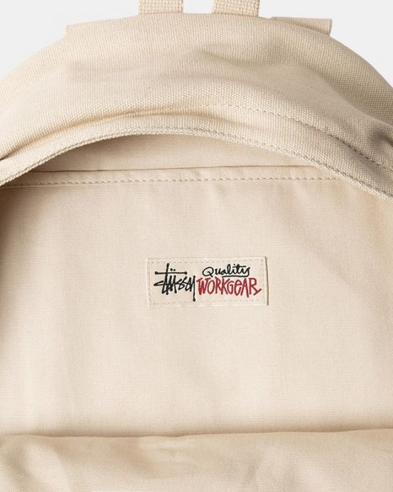 Beige Stussy Canvas Backpacks | 0368IWOEU