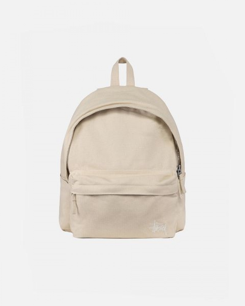 Beige Stussy Canvas Backpacks | 0368IWOEU