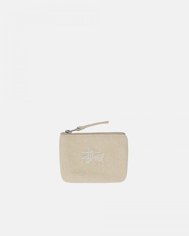 Beige Stussy Canvas Coin Purses | 4726LTPOW