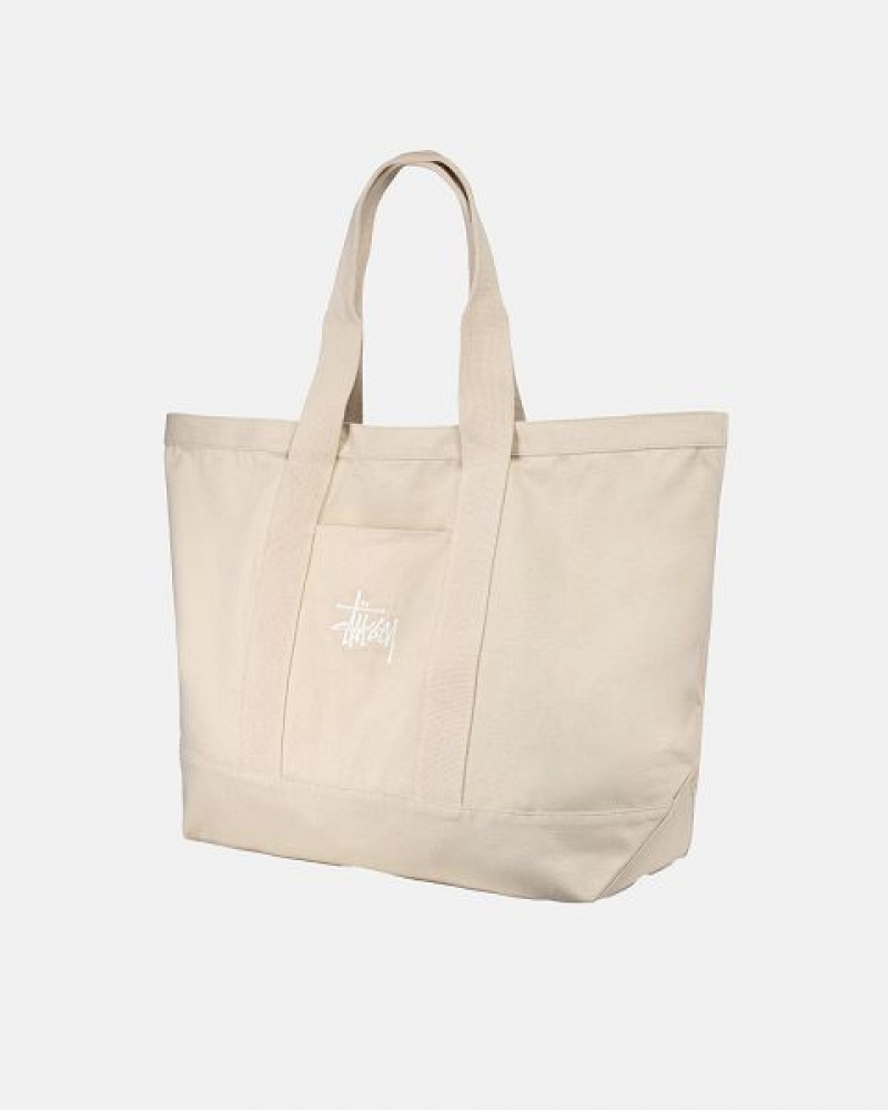 Beige Stussy Canvas Extra Large Tote Bags | 0683RJNOU