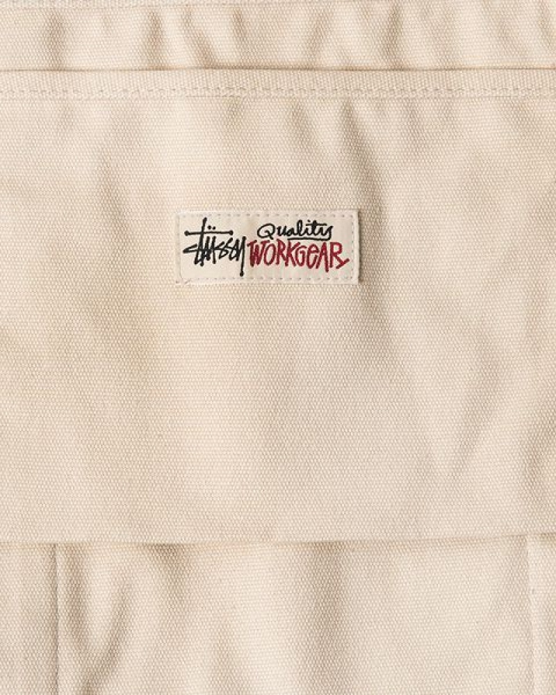 Beige Stussy Canvas Extra Large Tote Bags | 0683RJNOU