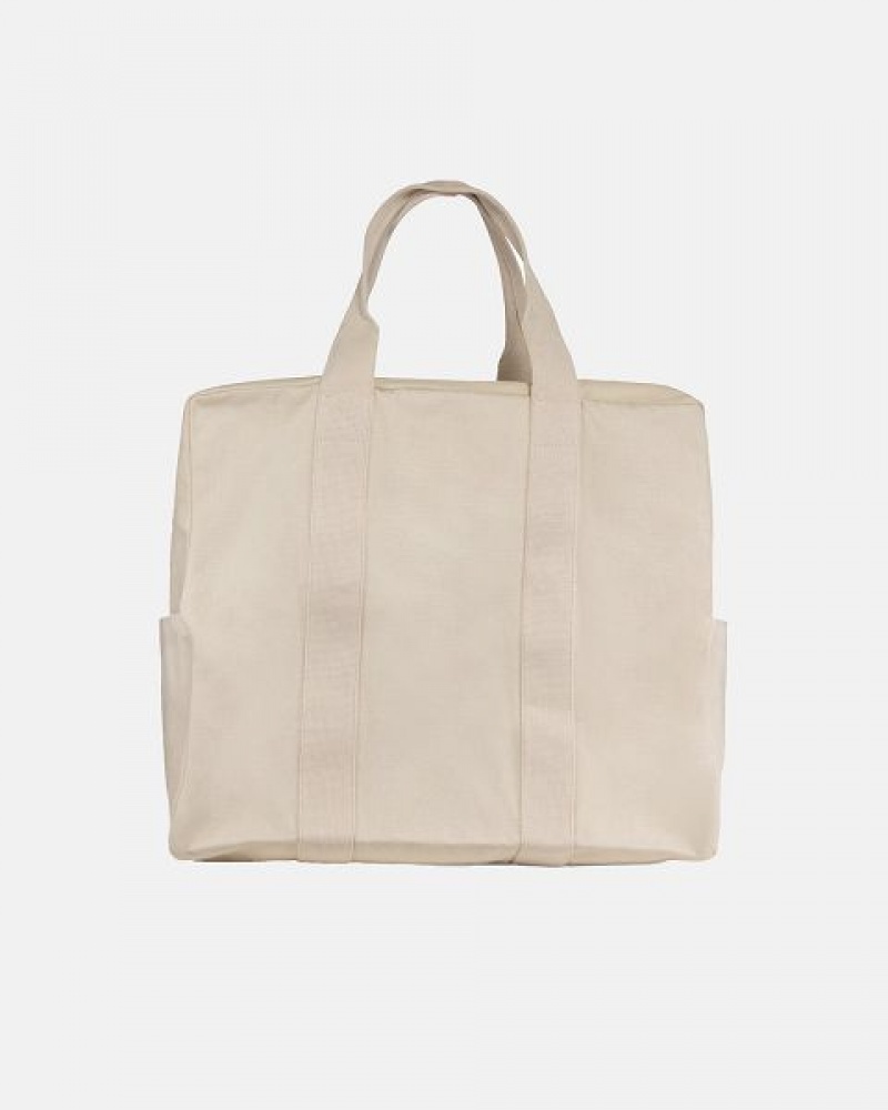 Beige Stussy Canvas Flight Tote Bags | 5237LATMY