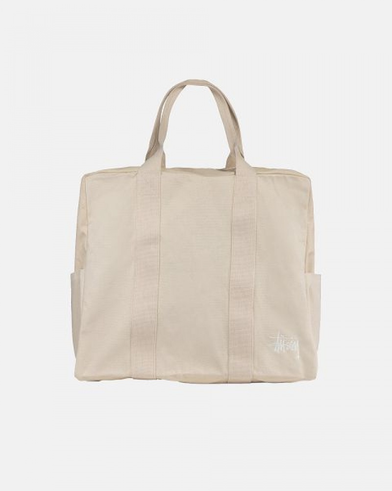 Beige Stussy Canvas Flight Tote Bags | 5237LATMY