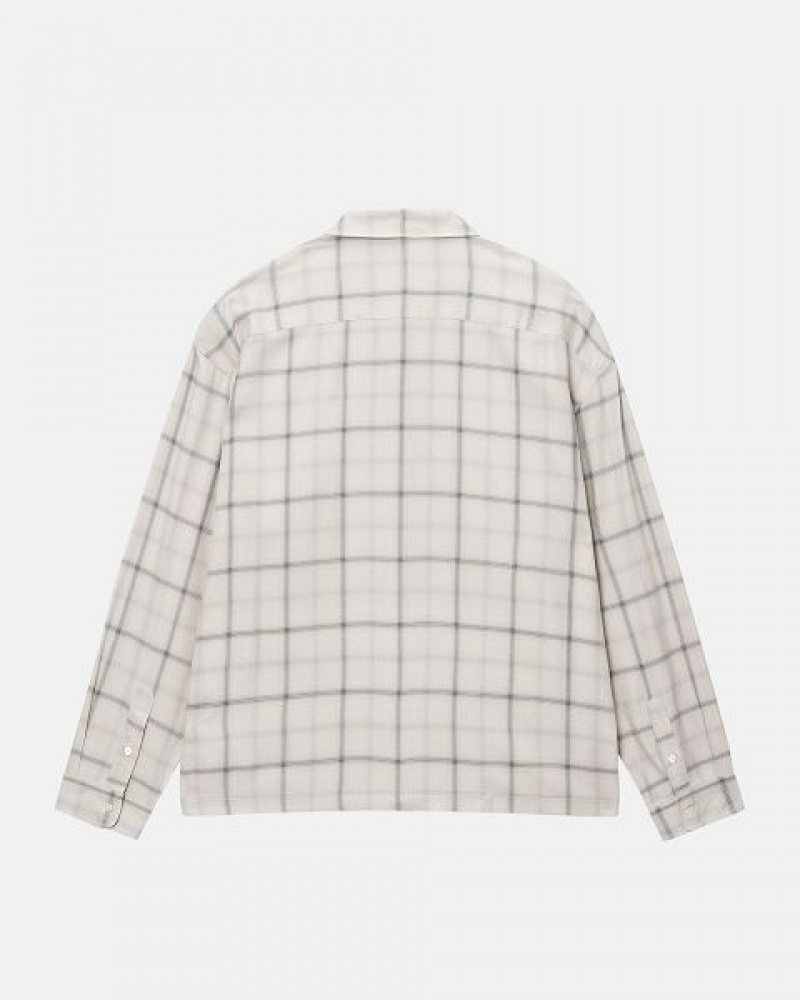 Beige Stussy Shadow Plaid Rayon Shirts | 5142SJRVB