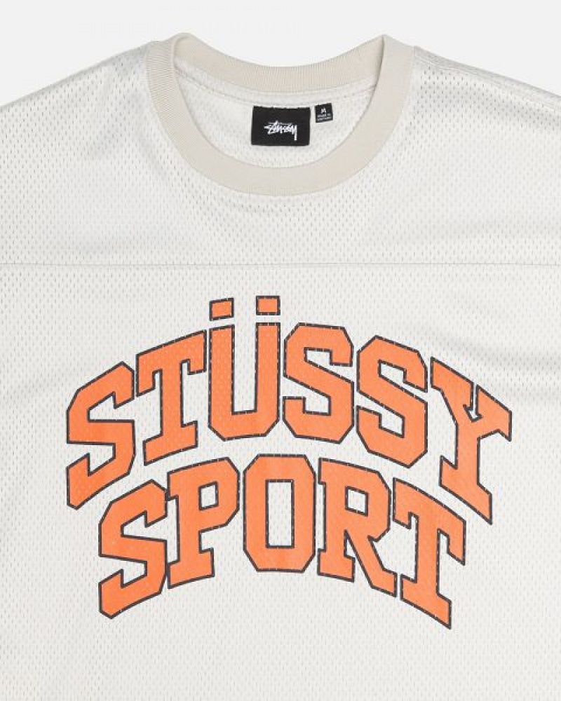 Beige Stussy Sport Mesh Football Jersey | 3921WMUXR