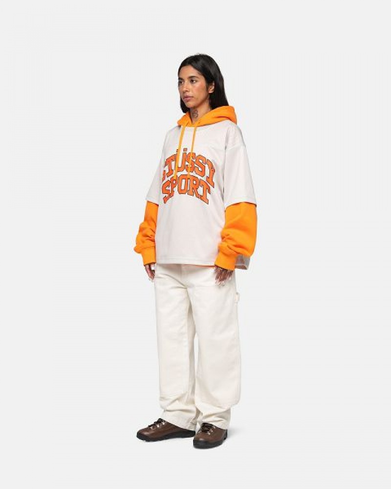 Beige Stussy Sport Mesh Football Jersey | 3921WMUXR