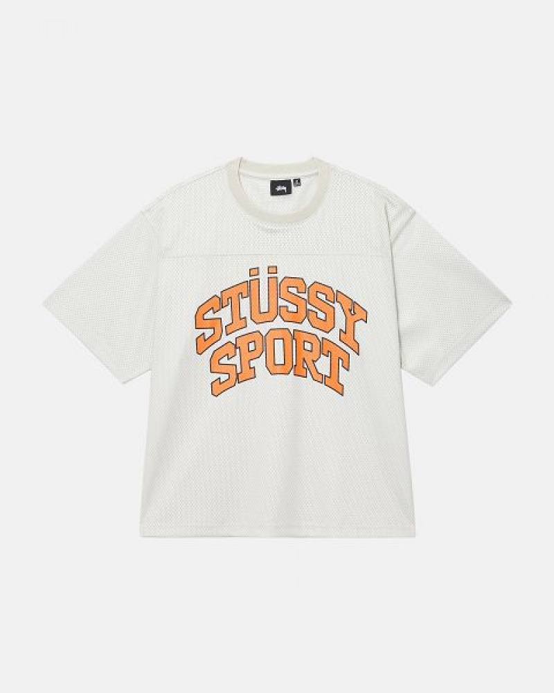 Beige Stussy Sport Mesh Football Jersey | 3921WMUXR