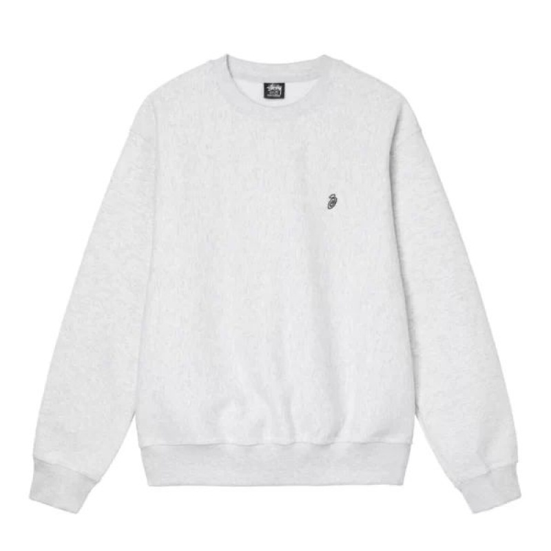 Beige Stussy Swirl Applique Crew Sweatshirts | 8469XIVYZ