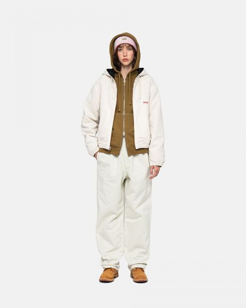 Beige Stussy Work Jacket Insulated Canvas Insulated Jackets | 6358YQETS