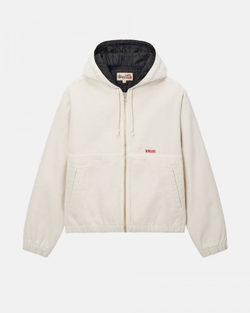 Beige Stussy Work Jacket Insulated Canvas Insulated Jackets | 6358YQETS