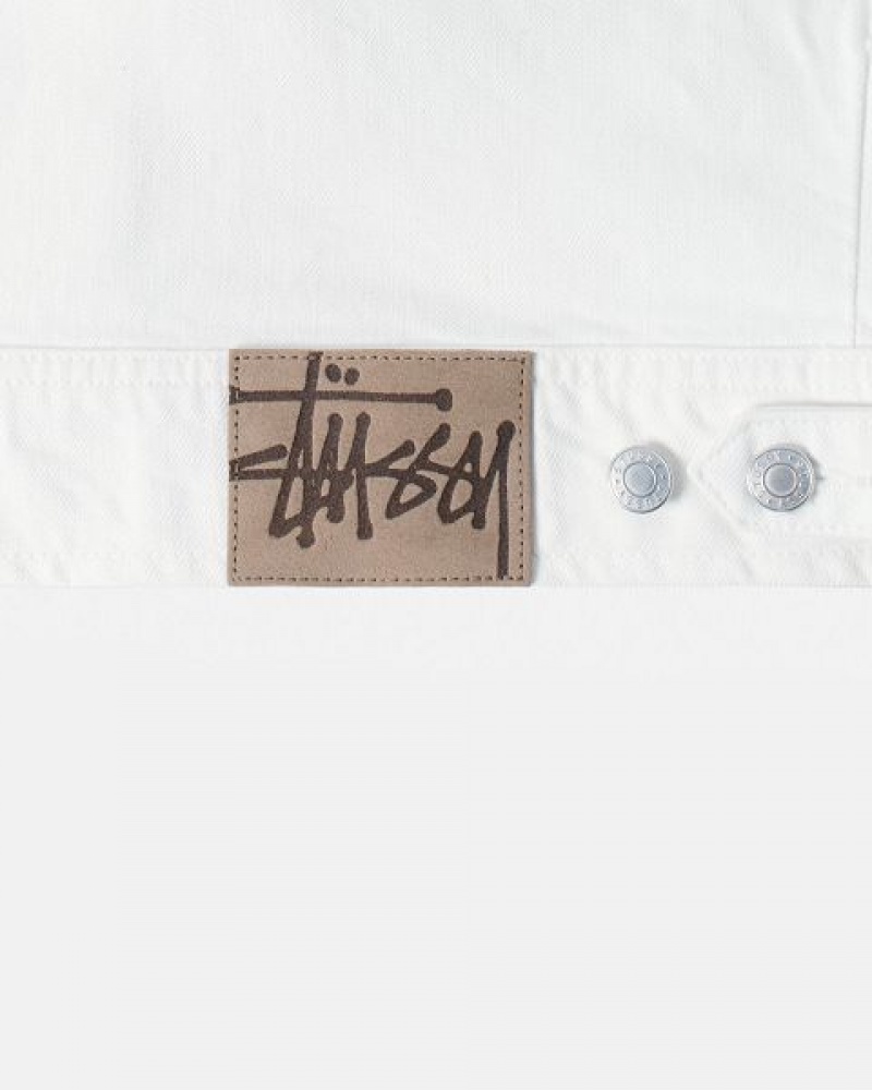 Beige Stussy Zip Work Overdyed Jackets | 4230JOPNX