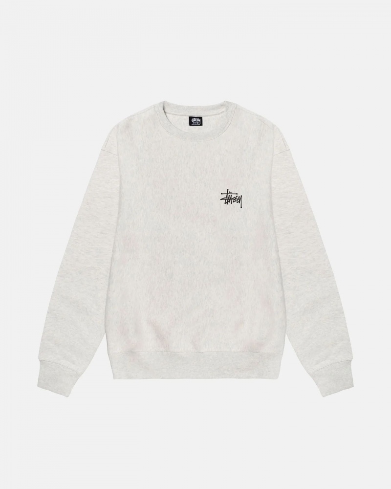 Beige / Black Stussy Basic Crew Sweatshirts | 1032ORDHQ