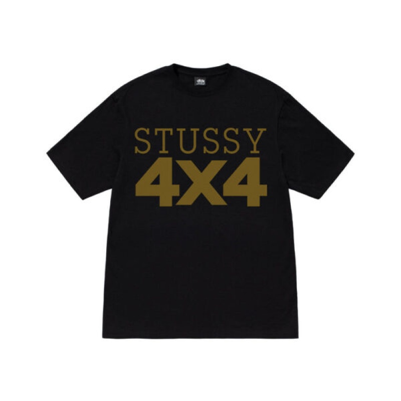 Black Stussy 4x4 T Shirts | 5047KTDHP