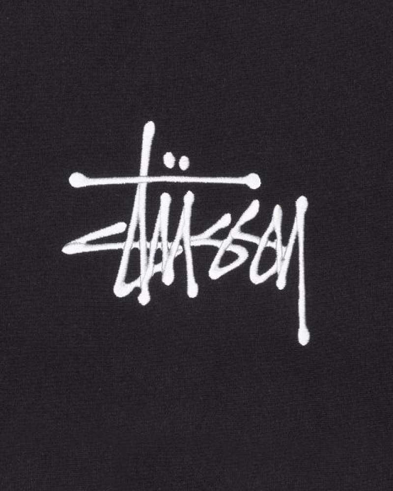 Black Stussy Basic Applique Hoodie | 5014WVCOK