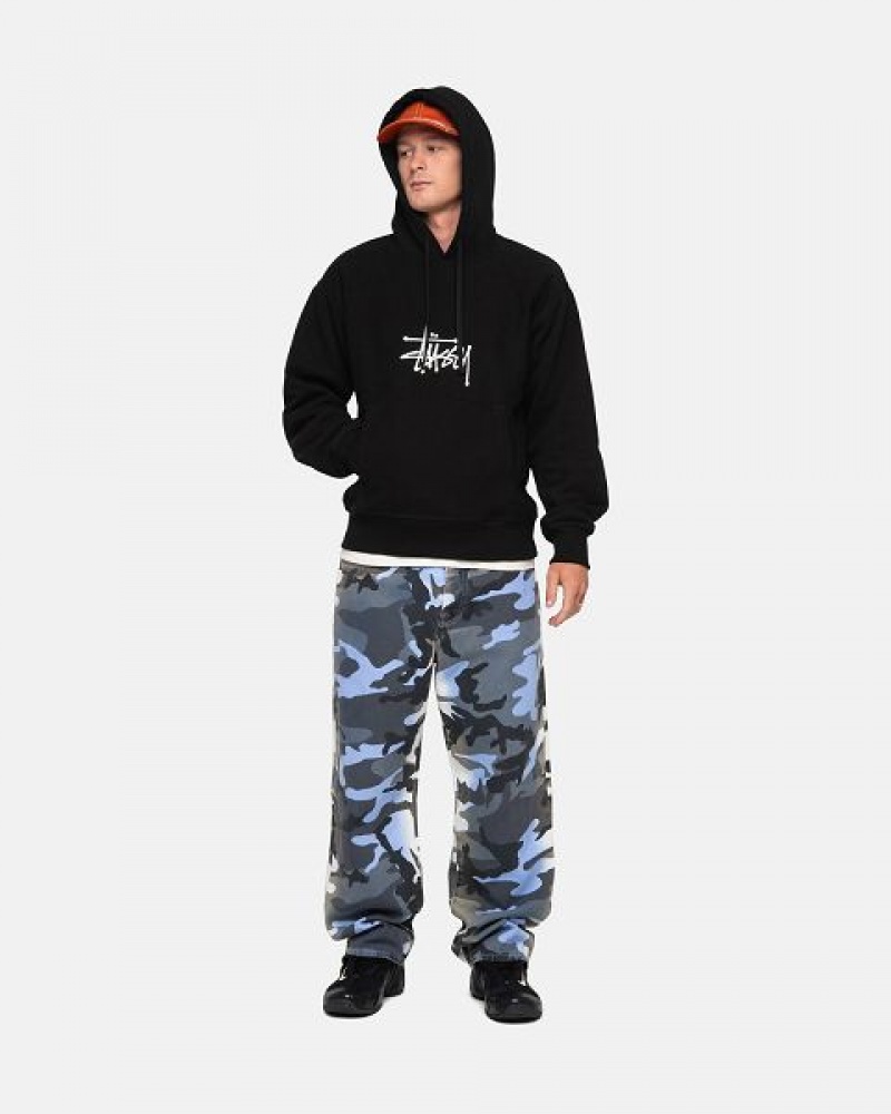 Black Stussy Basic Applique Hoodie | 5014WVCOK