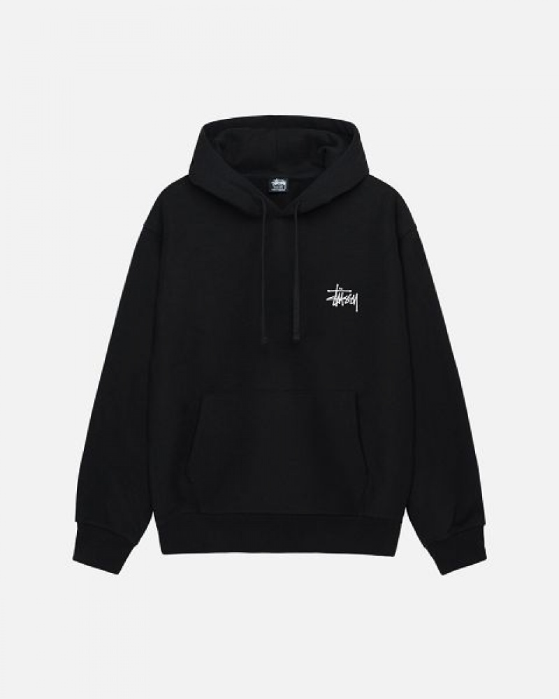 Black Stussy Basic Hoodie | 4379WLJOE