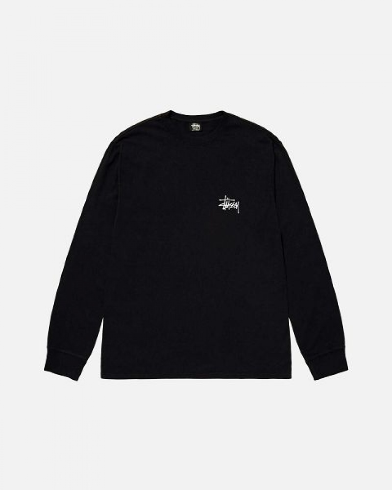 Black Stussy Basic Ls Sweatshirts | 1763BGIFD