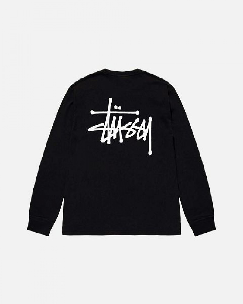 Black Stussy Basic Ls Sweatshirts | 1763BGIFD