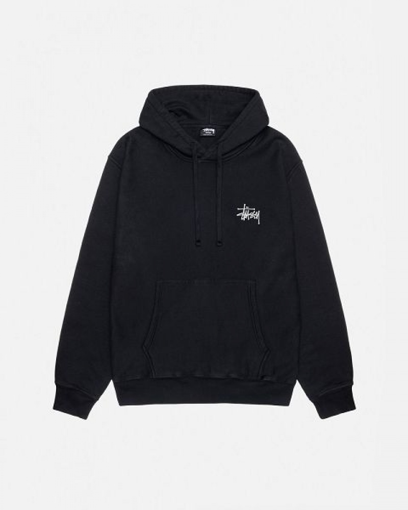 Black Stussy Basic Pigment Dyed Hoodie | 2781EZYFH