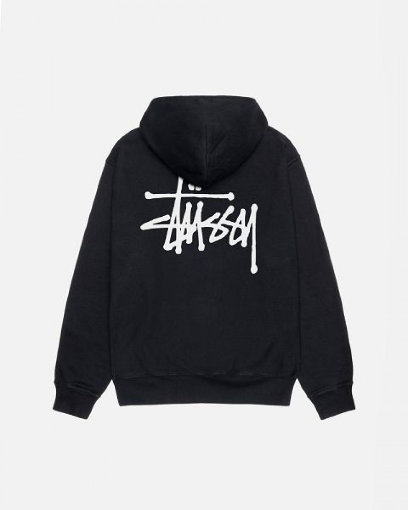 Black Stussy Basic Pigment Dyed Hoodie | 2781EZYFH