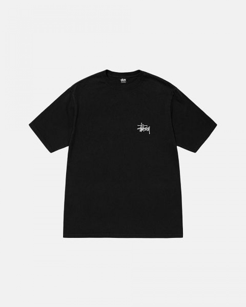 Black Stussy Basic Pigment Dyed T Shirts | 6829MWPUB