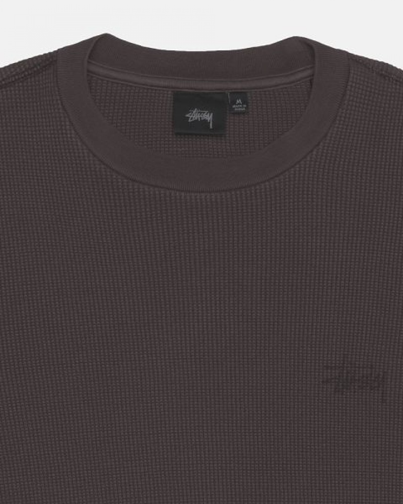 Black Stussy Basic Stock Ls Thermal Sweatshirts | 5602GNDTC