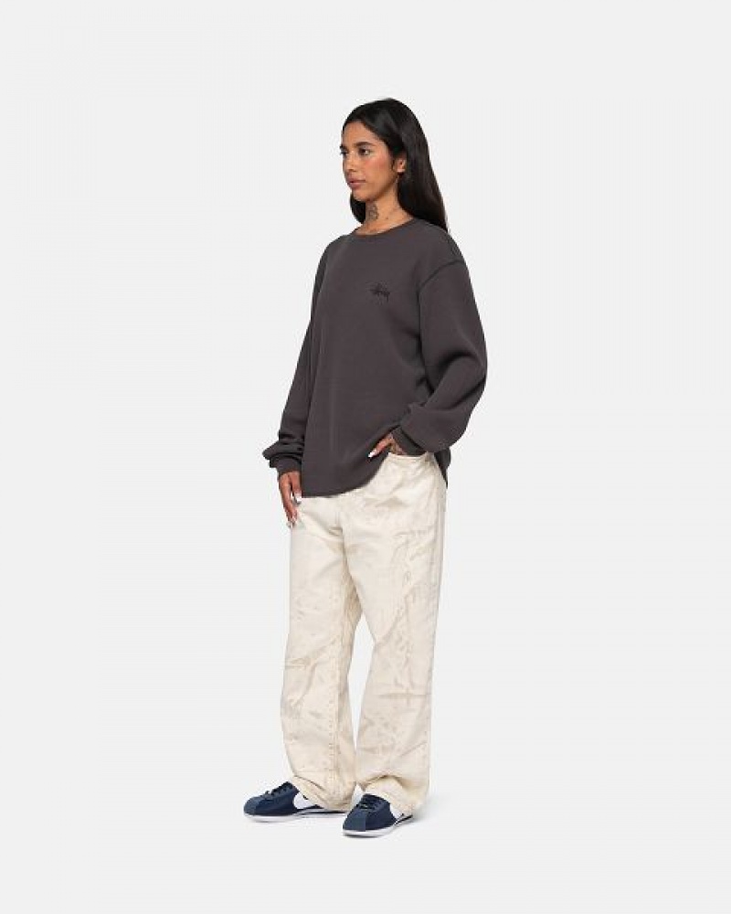 Black Stussy Basic Stock Ls Thermal Sweatshirts | 5602GNDTC