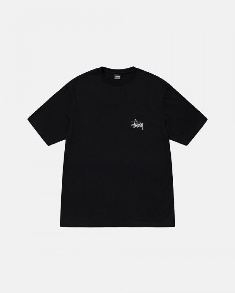 Black Stussy Basic T Shirts | 0493CXKUN